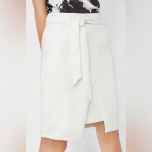 WHBM white pencil skirt with tie belt - size 2